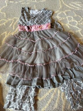 Girls Gray and Pink Ruffle Matching Set - Brand: